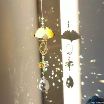 Кристалл Призма Ловушка Солнца Ловушка Ветра Радуга Ловец Креативный Лист Форма Подвесной Орнамент Декор Для Домашнего Окна