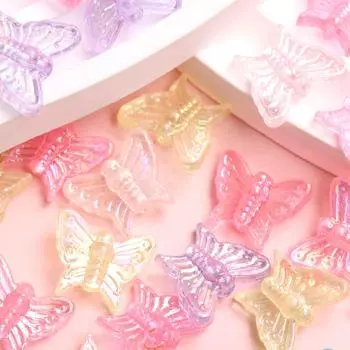 Кристалл с отверстием акриловый многоцветный браслет колье изготовление свободных разделительных бусин бабочка бусины AB цвет DIY аксессуары ручной работы 200 шт аксессуары 200Pcs разноцветный