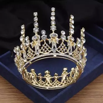 Кристалл со стразами, свадебная корона, свадебные диадемы, круг золотого цвета, диадема, головной убор, корона для невесты, украшения для волос, аксессуары для головы