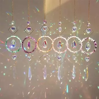 Кристалл Suncatcher Wind Chimes Украшение для сада на открытом воздухе Wind Music Радуга SunCatcher Подвеска Настенное украшение для дома Декор