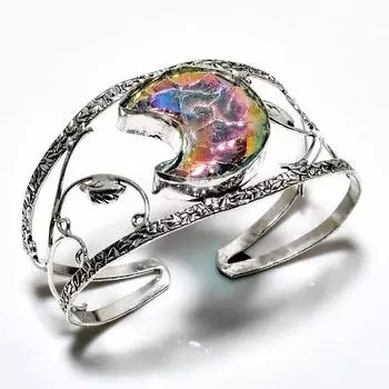 Кристалл Титана Драгоценный Камень 925 Посеребренный Ювелирный Браслет Ручной Работы Манжеты