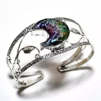 Кристалл Титана Драгоценный Камень 925 Посеребренный Ювелирный Браслет Ручной Работы Манжеты