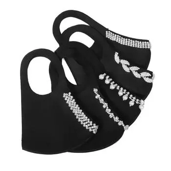Кристалл Тканевая маска из искусственного жемчуга Маска для верховой езды Ювелирные изделия Косплей Украшение Маска для лица Вечеринка Gif