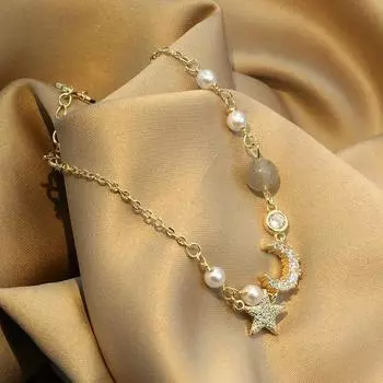 Кристалл Звезда Луна Браслет Для Женщин Браслет и Браслет Ювелирные Изделия Для Дня Рождения SL365