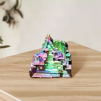 Кристаллическая башня висмута, украшение для башни, исцеление, натуральный камень, энергетический баланс, чакра, медитационная терапия, металлическая висмутовая пирамида, орнамент S