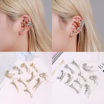 Кристаллическая обертка, модная женская ушная манжета, модная бижутерия, без пирсинга, серьги-клипсы для девушек в стиле бохо, популярные серьги-гвоздики со стразами ручной работы