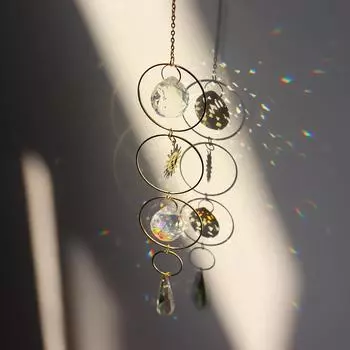 Кристаллическая звезда, солнце, ветряные колокольчики, шестигранные бриллиантовые призмы, подвесной ловец света, радуга, занавески на окна, подвеска, декор для дома и комнаты