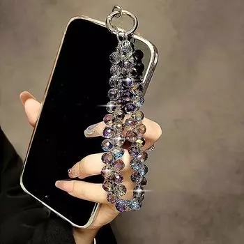Кристаллические бусины, цепочка для ношения на руке, ремешок на запястье, короткая веревка для подвешивания, чехол для телефона, брелок, сумка, кулон One Size фиолетовый