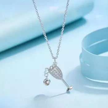 Кристаллическое ожерелье для женской ключичной цепочки с использованием элементов из кристаллов циркония 925 silver