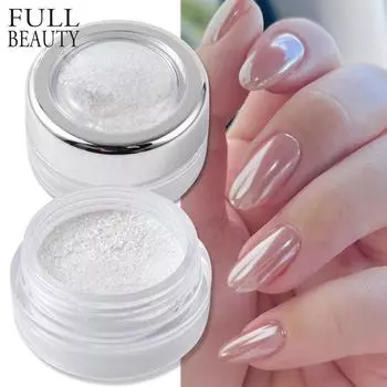 Кристаллическое покрытие для ногтей блестящая пудра гель-лак втирание пыли блестящие белые мелкие хромовые хлопья пигмент DIY Hailey 0.5g / Box