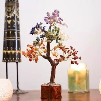 Кристаллы и драгоценные камни, хрустальное дерево семи чакр, экспонат на удачу, предмет домашнего декора, бонсай, денежное дерево, растение, подарочный предмет, стандартная фигурка