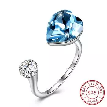 Кристаллы из розового золота, позолоченные, открытые кольца в форме сердца, регулируемые, настоящее серебро S925, изящные украшения для пальцев для женщин, подарки Resizable