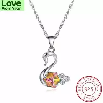 Кристаллы Lekani из ожерелья женские подвески S925 стерлингового серебра ювелирные изделия в форме лебедя австрийские стразы паведные элегантные