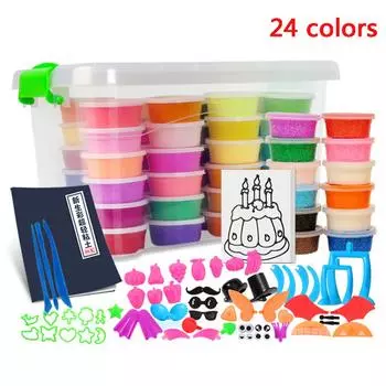 Кристаллы слизи, 24 цвета, легкая глина, мягкая модель, подарок для ребенка, набор снега, полимерного пластилина 24 color color box packing