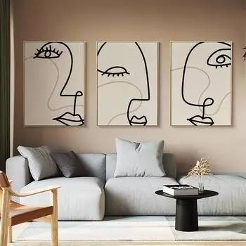 Кривая человеческого лица, абстрактные постеры и принты в стиле ретро, скандинавский минималистичный холст, картина, настенные художественные фотографии, украшение для дома 21X30cm No Frame