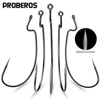 Кривошипный крючок из высокоуглеродистой стали Крючок с кровяной канавкой Заостренный путь Sub Мягкая наживка Кривошип Одинарный крючок Рыболовный набор Dezhou Мягкий крючок для насекомых 10 шт./упак. 8#
