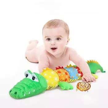 Крокодил плюшевый детский ростомер и музыкальная погремушка Crocodile model