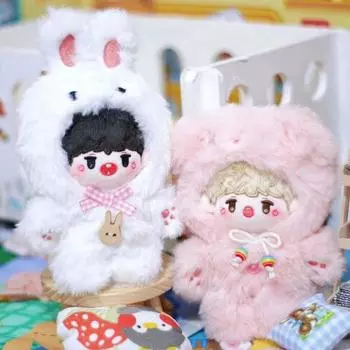 Кроличьи уши 10 см плюшевая игрушка одежда мультфильм животных мягкие куклы платье комплект идол хлопковая кукла белый