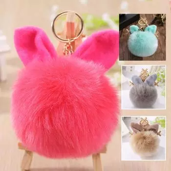 Кроличьи уши, мягкий помпон, брелок для ключей, сумка, подвеска-подвеска чёрный