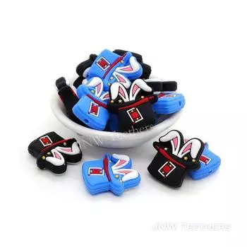 Кроличьи уши в шляпе Силиконовые бусины, Силиконовые фокусные бусины Оптовая продажа для ожерелья, ювелирных изделий, брелоков с шариками-ручками, автошармов, аксессуаров для рукоделия из бисера Black чёрный