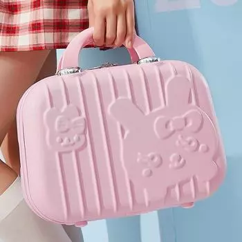 Кролик 14 милый мультяшный косметический ручной багаж: Многофункциональный дорожный чемодан и ящик для хранения в стиле аниме 14 inches розовый