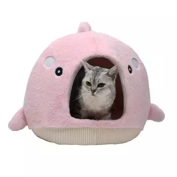 Кролик Бархатная Акула Дом для питомцев Мультяшный Дом для кошек Зимняя теплая кровать для кошек Кошачий домик Утолщенный домик для собак Кошачий домик 42*42*38CM