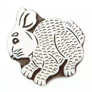 Кролик Деревянные Печатные Блоки Декоративный Индийский Штамп Ручной Резной Блок 2.5 X 2.5 Inches коричневый