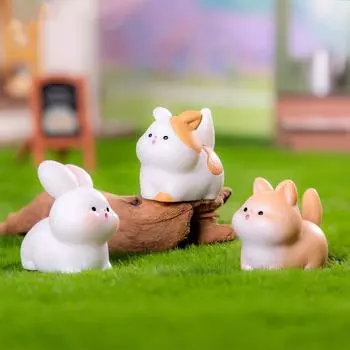 Кролик кошка лягушка мини животные орнамент смоляные поделки микро ландшафт украшения автомобильные аксессуары Style 1