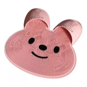 Кролик Коврик для ванной и душа Противоскользящий Скребок для ног Скребок для спины Круглый Массажный коврик Силиконовый коврик для ног M розовый