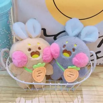 Кролик кукла игрушка румяный кролик плюшевый брелок рюкзак декор мультфильм плюшевый кулон дети серый