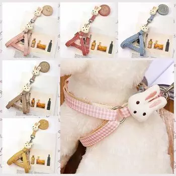 Кролик кукла собака клетчатый нагрудный жилет регулируемый ремень на грудь для собаки кролик кукла собака шлейка щенок S жёлтый