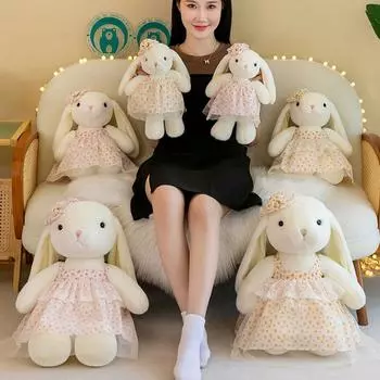 Кролик Лоп Кролик Капок Плюшевые игрушки Цветочная юбка Кролик Мягкая кукла Смешная юбка Кролик Кукла Друзья 30cm оранжевый