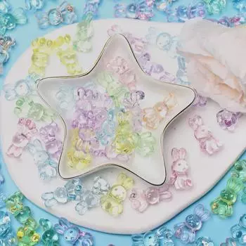 Кролик Медведь милые 20 шт. прозрачные модные подарки для изготовления ювелирных изделий Arcylic бусины DIY фурнитура мультяшные аксессуары Rabbit