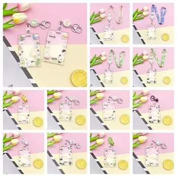 Кролик мультфильм акриловый держатель для карт панда шнурок автобус коробка для карт милый кролик чехол для карт на открытом воздухе H