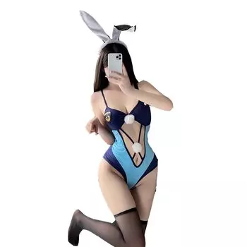 Кролик Нижнее белье Сексуальный костюм кролика Полицейская форма Костюм для аниме косплея Цельный Без чулок [ZYTC] Женский