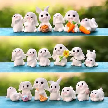 Кролик Пасхальная статуэтка Микро Пейзаж Домашний Декор Своими Руками Миниатюрный Сказочный Садовый Орнамент Украшения Аксессуары