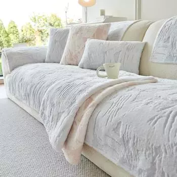 Кролик плюшевый чехол для дивана зимний теплый утолщенный диван подушка полотенце для гостиной универсальный противоскользящий протектор для дивана домашний декор 70x70 A