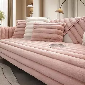 Кролик плюшевый грубый полосатый диван подушка зимний противоскользящий цельный деревянный кожаный диван универсальное полотенце для дивана высокого класса 2-3 сиденья чехол 70x70