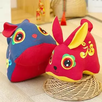 Кролик Плюшевый кулон Китайский стиль Орнамент Cozy Touch Изысканный 2023 Новый год Талисман Кукла Чучело Животное Активность Подарки M красный