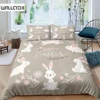 Кролик пододеяльник комплект счастливой Пасхи одеяло покрывало для детей девочек фермерский домик животные комплект постельного белья милые кавайные животные пододеяльник EU single(135x200cm)