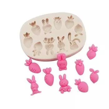 Кролик Редька Силиконовая форма для помадки торта Инструменты для украшения шоколадных конфет Сахарная поделка Формы для мастики Кухонный инструмент для выпечки