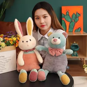 Кролик с вытягивающимися ушками, плюшевая игрушка, подушка для сна, кукла-комфорт, теплая кукла-медведь в виде солнца, мальчик и девочка see details