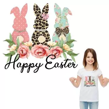 Кролик среди цветов, железная нашивка, модный аксессуар «сделай сам», футболка, платье, наклейки 23x20.8cm