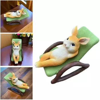 Кролик свинья из смолы отдыхает на кресле-качалке миниатюрная фигурка украшение для дома акцент садовый ландшафт украшение подарок