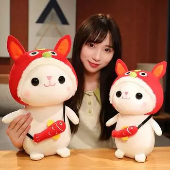 Кролик талисман кукла милый маленький кролик кукла дети плюшевая игрушка подарок счастливый мешок подарок --- Gift box: small 6 yuan, large 10 yuan ---