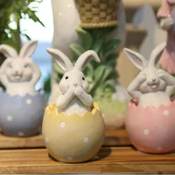 Кролик украшение статуэтка кролика украшение очаровательный праздничный стол смоляная фигурка скульптура для жёлтый
