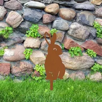 КроликБелка Фигурки Кованое Железо Садовый Декор Кованое Железо КроликБелка Скульптура Сад Патио Садовый Декор Кованое Железо ярко-розовый