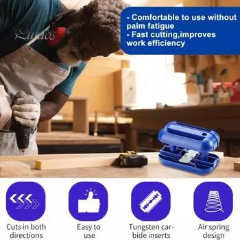 Кромкооблицовочный станок Ручной рубанок Кромкообрезной станок с четырьмя лезвиями Удобная рукоятка Регулируемая толщина Кромкообрезной станок Инструмент для снятия заусенцев красный