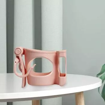 Кронштейн для бутылки с напитком, нескользящий 2-в-1, легкий, прочный, эластичный держатель для чашки, аксессуары для детской коляски розовый