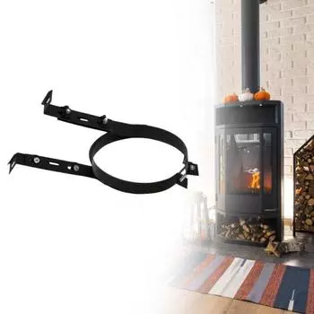 Кронштейн для держателя трубы для дымохода, прочный хомут для дымохода из нержавеющей стали, регулируемый держатель для трубы для печи, камина, металлический крепежный зажим, аксессуары для дымоходов 15cm чёрный